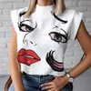 2023 Womens Plus Size Tops Lip Print Ladies New Design T Shirt