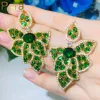 Ohrringe pera 18k Gold Farbe dunkelgrüne Big Leaf Drop Ohrringe mit CZ für Luxus Hochzeits Bankettparty Frauen Kostüm Juwely E507