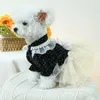 Dog Apparel 1PC Pet Clothing Autumn And Winter Black Velvet Dotted Princess Wedding Dress With Drawstring Buckle For Small Medium Dogs