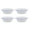 Dinnerware Sets 4 Pcs Cooker Enamel Bowl Simple Ceramics Household Enamelware White Soup Creative