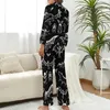Frauen -Nachtwäsche -Fledermaus -Skizzen Pyjamas Halloween Print Freizeit gegen Hals Frauen 2 Stücke Design Langarm Kawaii Pyjama Sets