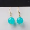 Boucles d'oreilles en peluche à la main 10 mm Aquamarine Perles 18K Gol