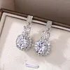 Boucles d'oreilles en peluche noble noble fiançailles avec la zircone brillante conception délicate élégante cérémonie de mariage femelle bijoux cadeau