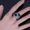 Кластерные кольца Уникальный грушевый зеленый кубический цирконий белый серебряный кольцо Cz V0468