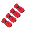 Dog Apparel 4pcs Shoes With Reflective Straps For Pavement Anti-Slip Boots And Protector Small Medium Dogs