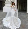 Dresses 2023 Luxury Mermaid Wedding Dresses Sweetheart With Cape Wrap Keyhole Lace Appliques Sleeveless Illusion Court Train Plus Size Bri