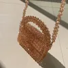 Axelväskor handgjorda pärlspåsar messenger lyxhandväskor kvinnor designer metall spänne kedja damer koppling fest semester