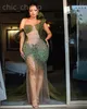 ASO EBI 2024 Illusion Green Mermaid Dress Koronki koralikowe wieczór Formalne przyjęcie Drugi przyjęcie 50. urodziny suknie zaręczynowe sukienki szata de soiree ZJ3169 ES