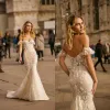 Suknie ślubne Berta Off ramię 3D Lace Applique Koraliki cekiny syrena ślubna suknie 2024 Backless Sukienka ślubna szata de Mariee