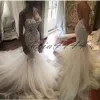 Robes 2019 Robes de mariée de sirène Dernières spaghetti luxueuses sans manches appliques Africain Bridal Wridal Robes Vestido de Novia