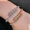 Brangles 925 Silver Goldplated Spring Full Diamond Snake Bracelet Europe et American Ladies Fashion Trend Brand Jewelry Gift