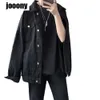 Heren Zwart Casual Workwear Jean Jacket Losse Casual veelzijdige jeugdige mannelijke Manne Mass Solid Color Tops Jacket Mens Fashion Denim Jackets 240322