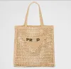 Einkaufstaschen Designer -Tasche Strohbeutel Strandtasche Mode Mesh Hollow gewebt für Sommer Strohbag Schwarz Aprikosen Sommergewebe