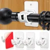 Kitchen Storage Curtain Rod Bracket Holder 4 PCS Self Adhesive Crossbar Hook No Drill Rods Hanger Wall Mount Hooks Drapery Pole