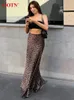 Ootn Vintage Leopard Print Trumpet Skirts vrouwelijk 2024 Street Chic High Taille Long Rok Autumn Office Slim Zipper 240402