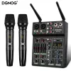 Uitrusting 4 -kanaals USB audiomixer met draadloze microfoonstudio -geluidsmixers met Bluetooth Rec DJ -console -mixen voor karaoke