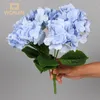 Flores decorativas 5 cabeças Hydrangea seda vermelha rosa artificial Fake Bouquet Flor Arranjos para decoração de casamento em casa