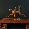 Decorative Figurines Yellow Copper Horse Back Monkey Statue Ornament Home Decoration Accessories Living Room Office Desk Miniature