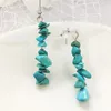 Boucles d'oreilles en peluche 1pair Tempaim style ethnique à la main Blue Turquoise Crystal Stone Simple Natural Crushed DIY Multi-couleur