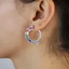 Earrings Front back rainbow cz circle hoop huggie earring for women Gold filled colorful 2020 spring design bling jewelry earring