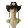 Berets Star Badge Decors Sunproof Cowboy Hat Camping Party Justering rep tonåringar topp med stor randen