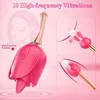 Rose Toy for Women High-Frekven Tongue Slicking G-Spot Clitoral Rose Vibrator, Nipples Clitoris Massager Tongue Licker Stimulator, vuxna sexleksaker för kvinnliga par