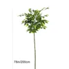 대형 인공 식물 열대 피커스 나무 가지 플라스틱 가짜 야자 잎 녹색 난디나 홈 정원 상점 장식 240325