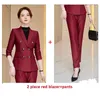 Dames tweedelige broek Tesco Office Vrouwen passen bij Red Blazer Formele zakelijke outfits voor professionele vrouwelijke herfst Winter Interview Jacket 2