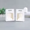 Bolsas de papel blancas de cinta de envoltura de regalo bolsas de papel blancas blancas con manijas vacíos para la fiesta de bodas suministros de embalaje de cumpleaños sac cátesis