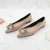 Casual Shoes Large Plat Women's 2024 Autumn Pointed Water Diamond Silk Satin Bridal Wedding 45