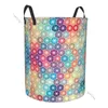 Bolsas de lavanderia cesto redondo roupas sujas armazenamento de roupas dobráveis coloridas em mosaico geométrico abstrato de fundo de cesto impermeável à prova d'água