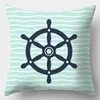 Pillow Marine Style Decor de casa estampada Proda quadrada Sofá Quarto da sala de estar de 45 cm x capa decorativa