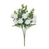 Decoratieve bloemen kunstmatige eucalyptus rozen bundel zijdeplant bloemen eettafel decoratie simulatie witte dronken concubine roos