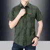 Safari stil militär män bomull kort ärm skjorta streetwear mode sommarlapa överdimensionerade affärsplåt casual toppar 5xl 240326