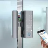 Lock Tuya APP Smart Fingerprint Password Automatic Lock With Key For Home Office Frameless Frame Glass Push Sliding Door