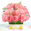 Romantic Wedding Mothers Day 3D Pink Rose Bouquet Pop Up Greeting Card 240323