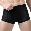 Underpants 2Pcs/Lot Mens Summer Breathable Boxers Shorts Sexy Mesh U Pouch Underwear Solid Soft Comfortable