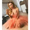 Vestidos de fiesta Sexy Orange Short Prom 2024 Beading Top Tul Tul Falda dulce 15 Vestido Little Princess Birthday Gala Formal Vestido