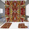 Shower Curtains Symmetrical Floral Curtain Luxury Design Bathroom Set Non-slip Mat Decoration