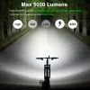 Lights Newboler 5000lm Intelligent Inductio Bike Light Mtb Front lampe USB RECHARGable 6 LED 4800mAh Bicycle de vélo.