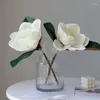 Decorative Flowers High-grade Real Touch Artificial Magnolia Branch White Fake Flower Wedding Decoration Bridal Bouquet Table Party Decor