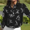 Camisas de pólo de golfe do Caps, camisas de golfe de longa damas de mulheres respiráveis, camisas de roupas esportivas ao ar livre no outono e inverno.