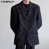 Erkekler Suits Incerun Üstler 2024 Yakışıklı Dokulu Gül Yastıklı Omuz Takım Sıradan Sokak Giyim Katı All Maç Uzun Kollu Blazer S-5XL