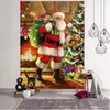 Arazzi di Natale Arazzo decorativo di Natale Red Babbo Natale Tree Camino Muro di arte Coppata per vacanza a casa