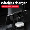 Laddare 40W 3 I 1 Qi Fast Wireless Charger Stand för iPhone 13 12 11 AirPods Pro Apple Watch IWatch 6 7 Foldbar laddningsdockstation