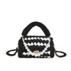 Solid Color Handbags Beach Garn Purse Woven Shoulder Bags Colorful Rainbow Luxury Crochet Bag Handmade 240320