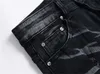 Men Jeans Patch Embroidered Jeans Ripped Hole Elastic Small Leg Denim Pants Streetwear Hip Hop Jeans Trousers Male