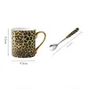 Mokken luxe keramische botluipaard Koffie beker Set Handige porseleinen melk creatieve gouden phnom penh thee met lepel geschenkbekers