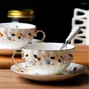 Koppar tefat keramisk kaffekopp och tefat sätt amerikansk landsstil exklusiv ben porslin blommor teacup hushåll vatten cofee ware teaware