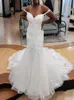 2020 Africain Sweetheart Sirène Robes de mariée en dentelle Appliques Sweep Train Robe nuptiale plus taille Vestido de Novia9002238